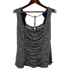 Women’s Studio 1940 Medium Black Tank Blouse w/ White Dot Oattern